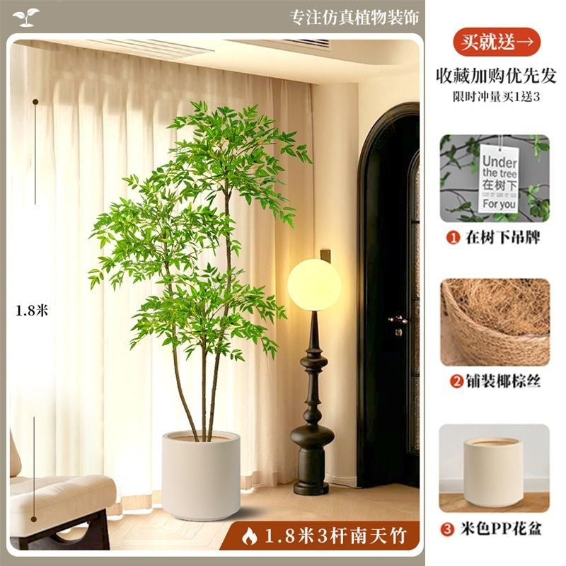 Artificial nandina bamboo floor plant