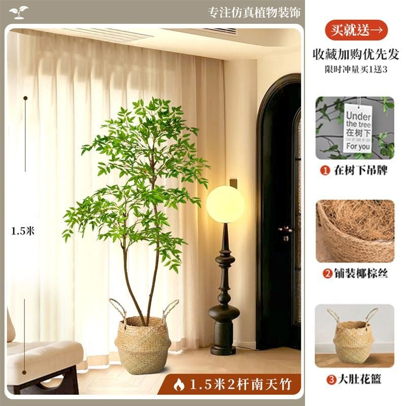 Artificial nandina bamboo floor plant