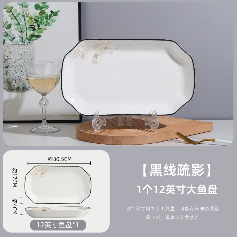 Ceramic rectangular serving platter
