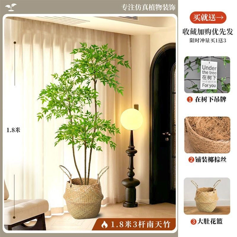 Artificial nandina bamboo floor plant