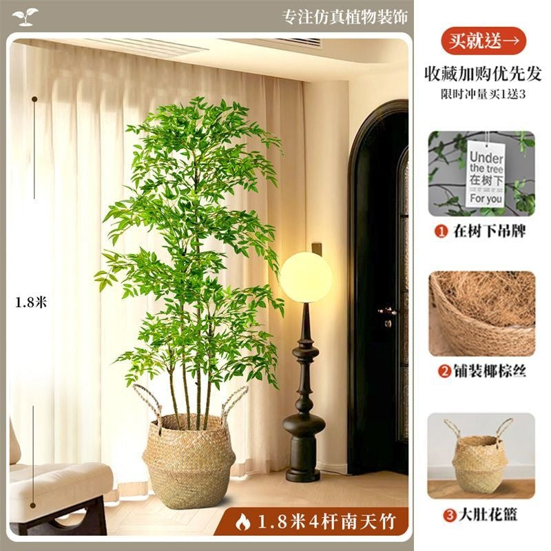 Artificial nandina bamboo floor plant