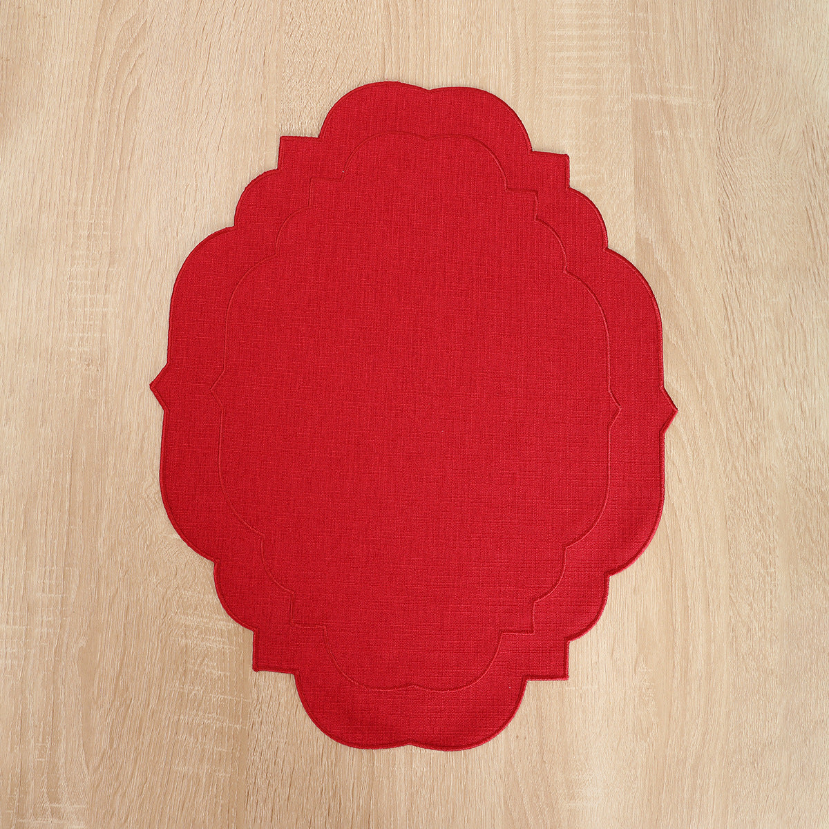 Embroidered Cotton-Linen Placemat, Round or Shaped