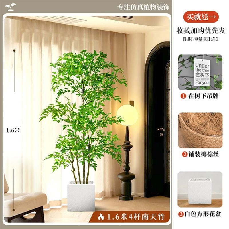 Artificial nandina bamboo floor plant
