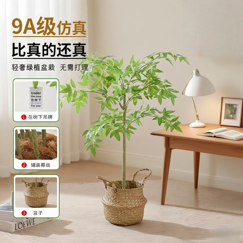 Artificial nandina bamboo floor plant