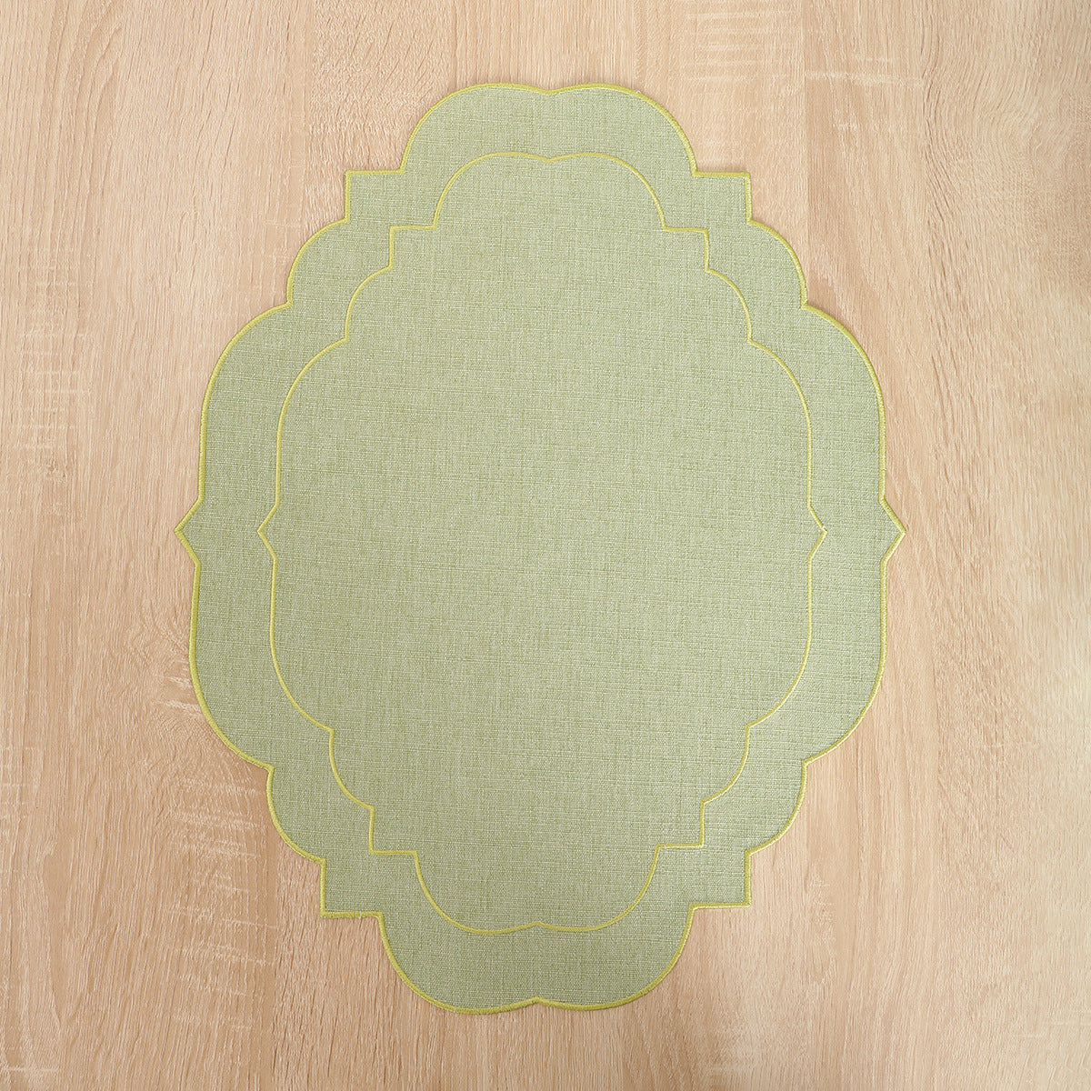 Embroidered Cotton-Linen Placemat, Round or Shaped