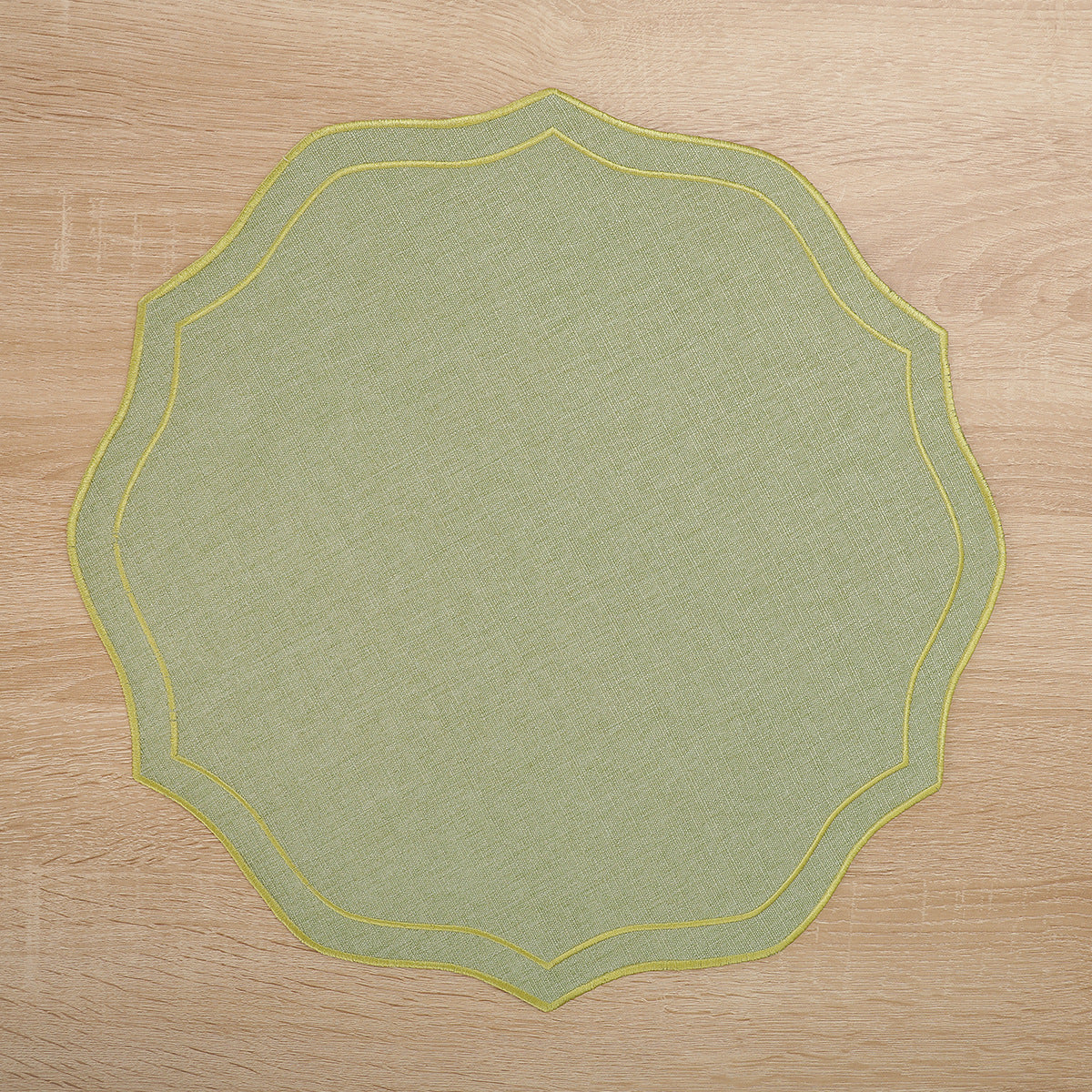 Embroidered Cotton-Linen Placemat, Round or Shaped