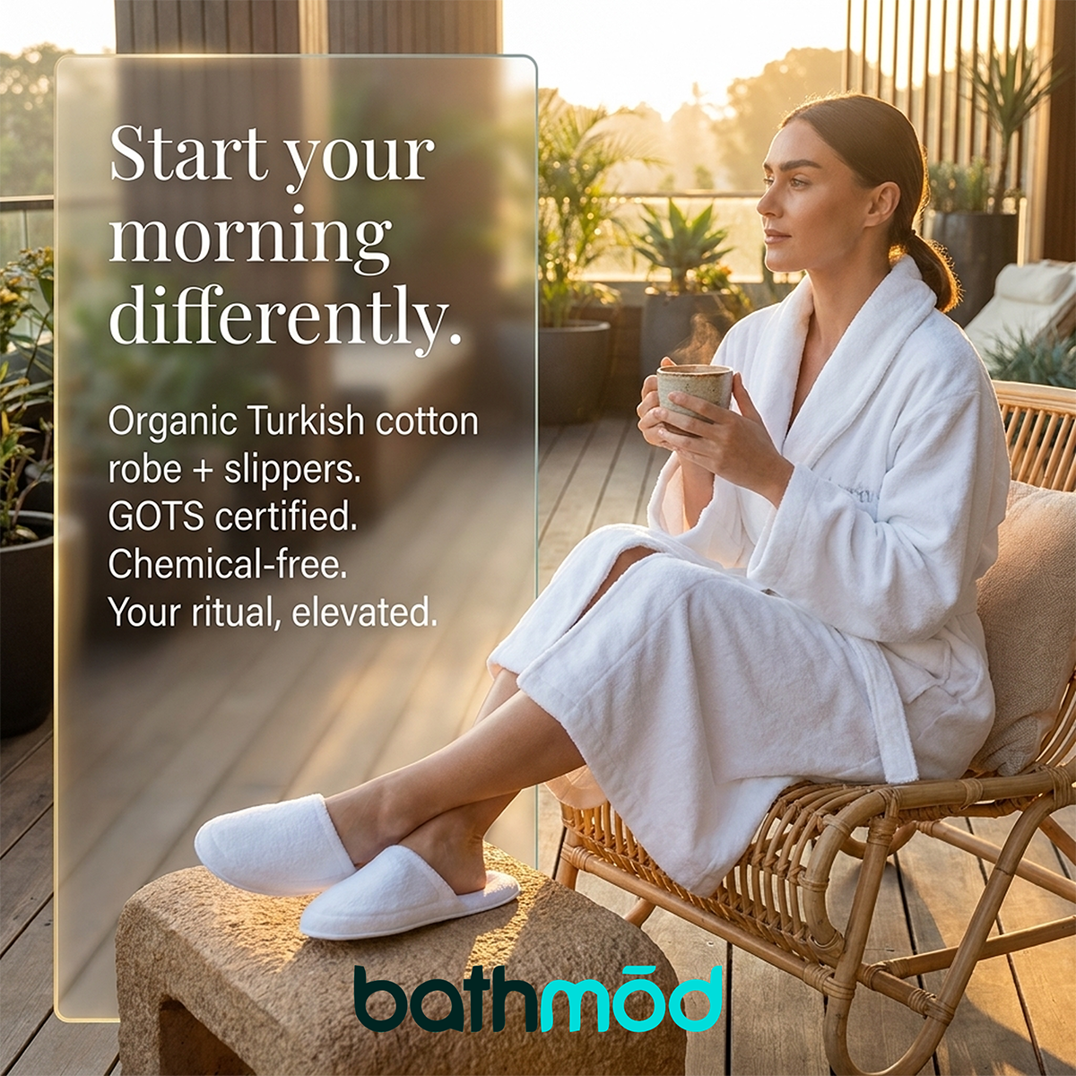 Organic Cotton Bathrobe and Slipper Gift Set