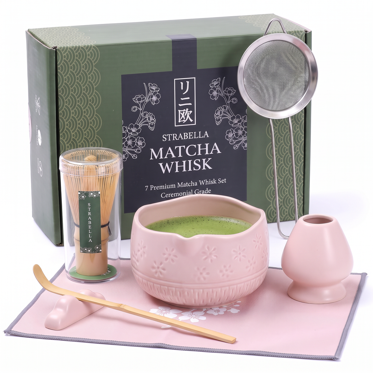 Matcha Whisk Gift Set, Bamboo Whisk and Ceramic Bowl