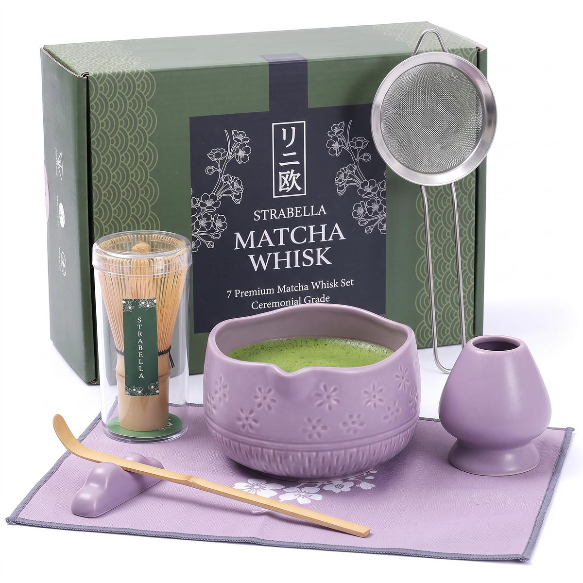 Matcha Whisk Gift Set, Bamboo Whisk and Ceramic Bowl