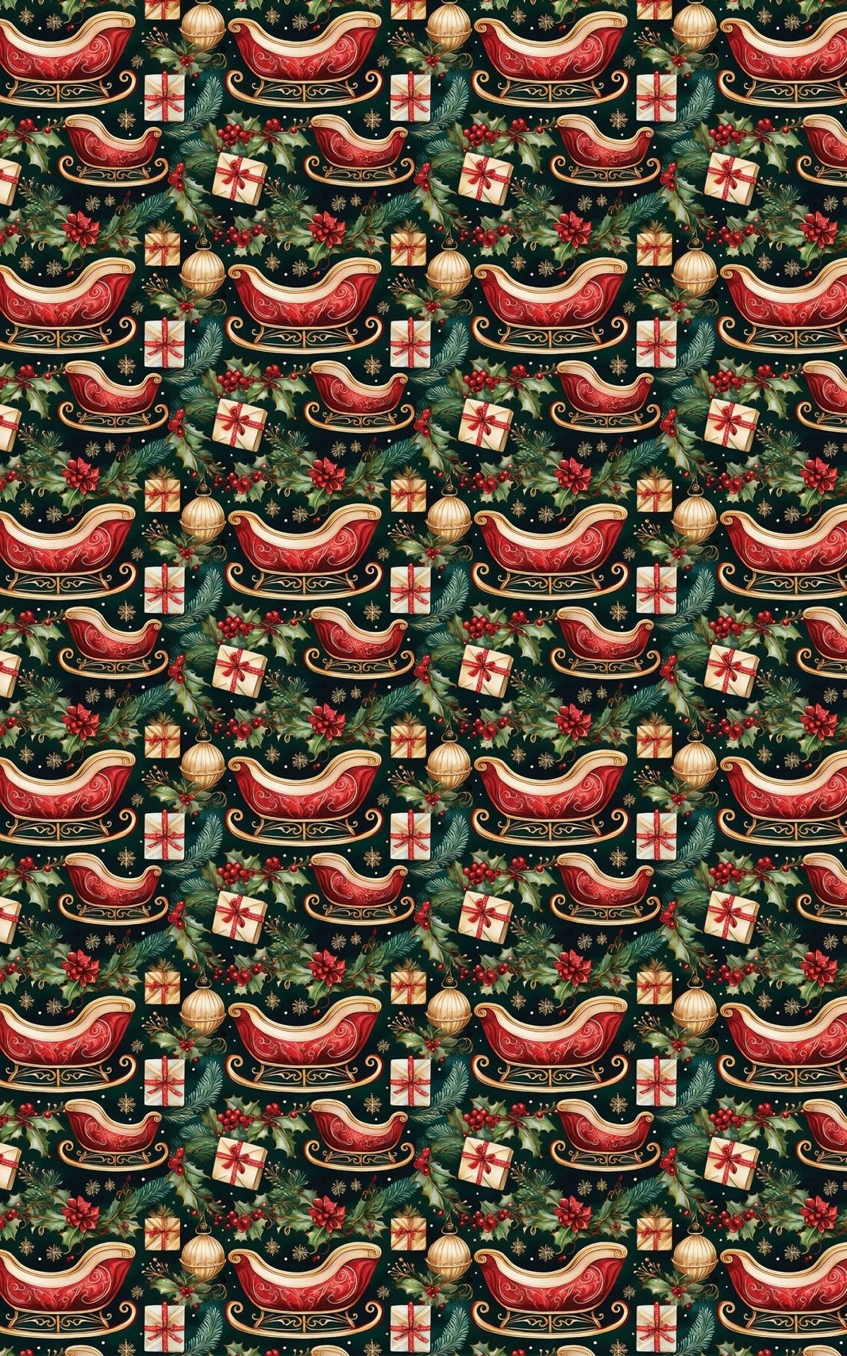 Gilded Sleigh Wrapping Paper
