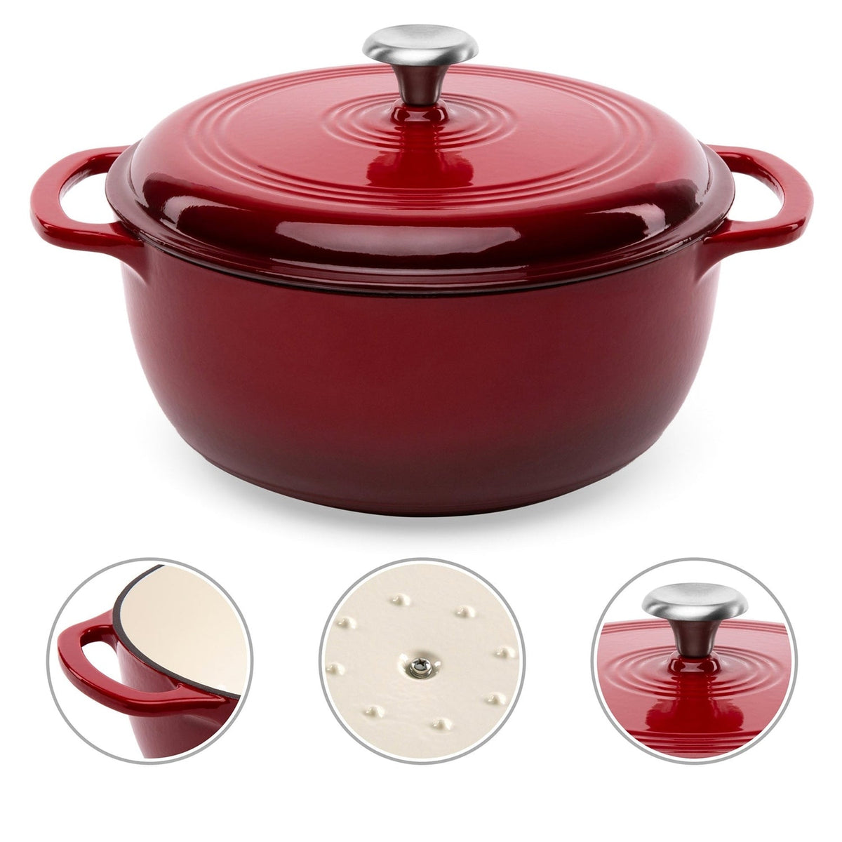 Red Enameled Cast Iron Dutch Oven, 6 qt
