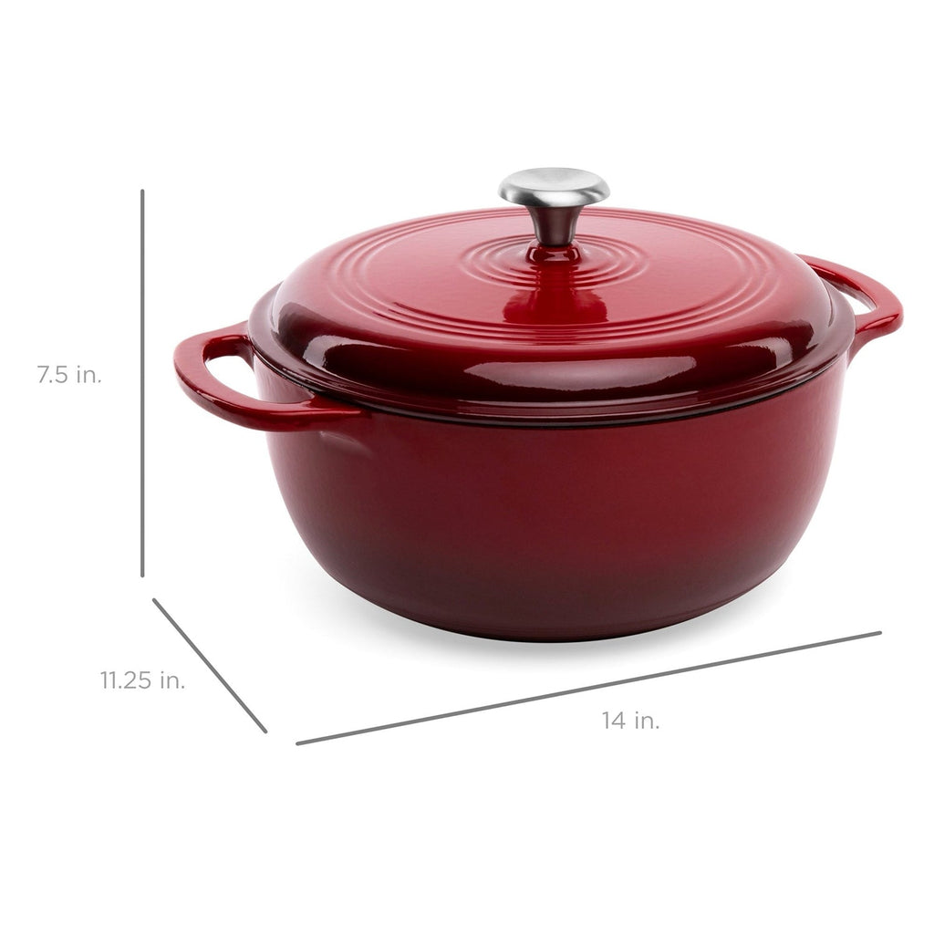 Red Enameled Cast Iron Dutch Oven, 6 qt