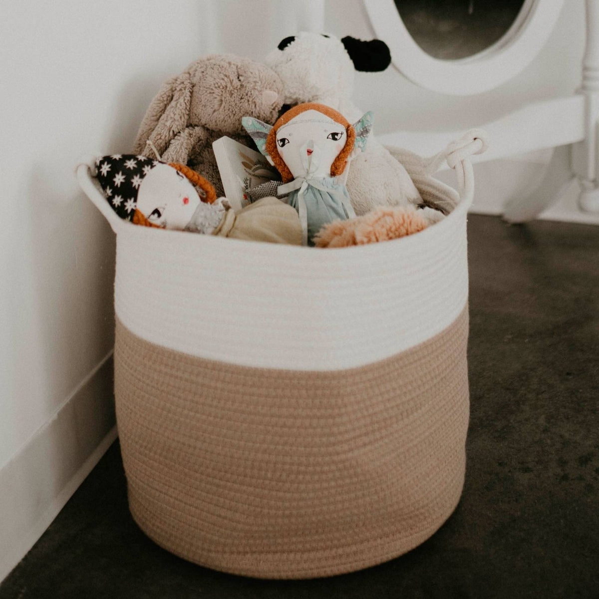 Cotton Rope Storage Basket, Cream