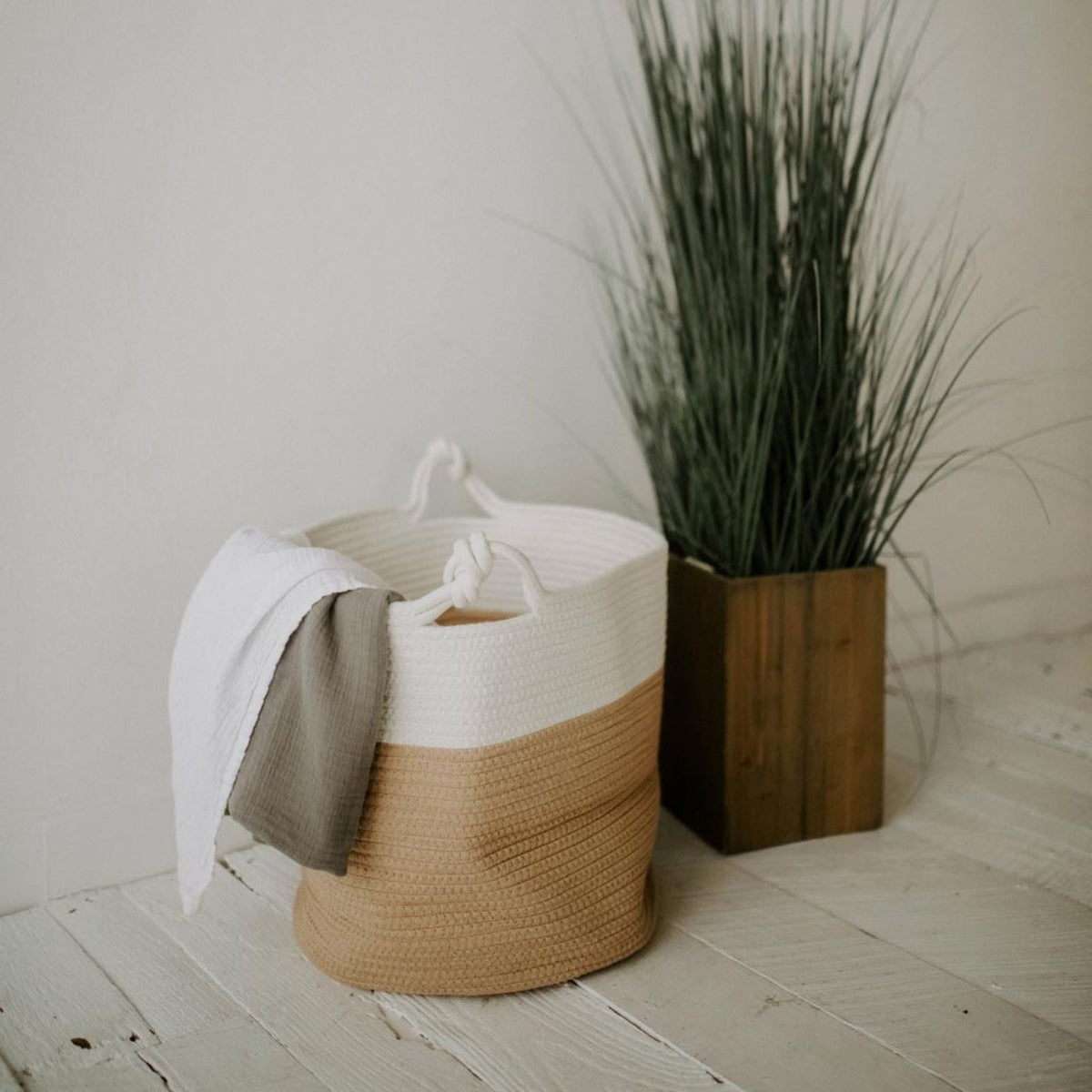 Cotton Rope Storage Basket, Cream