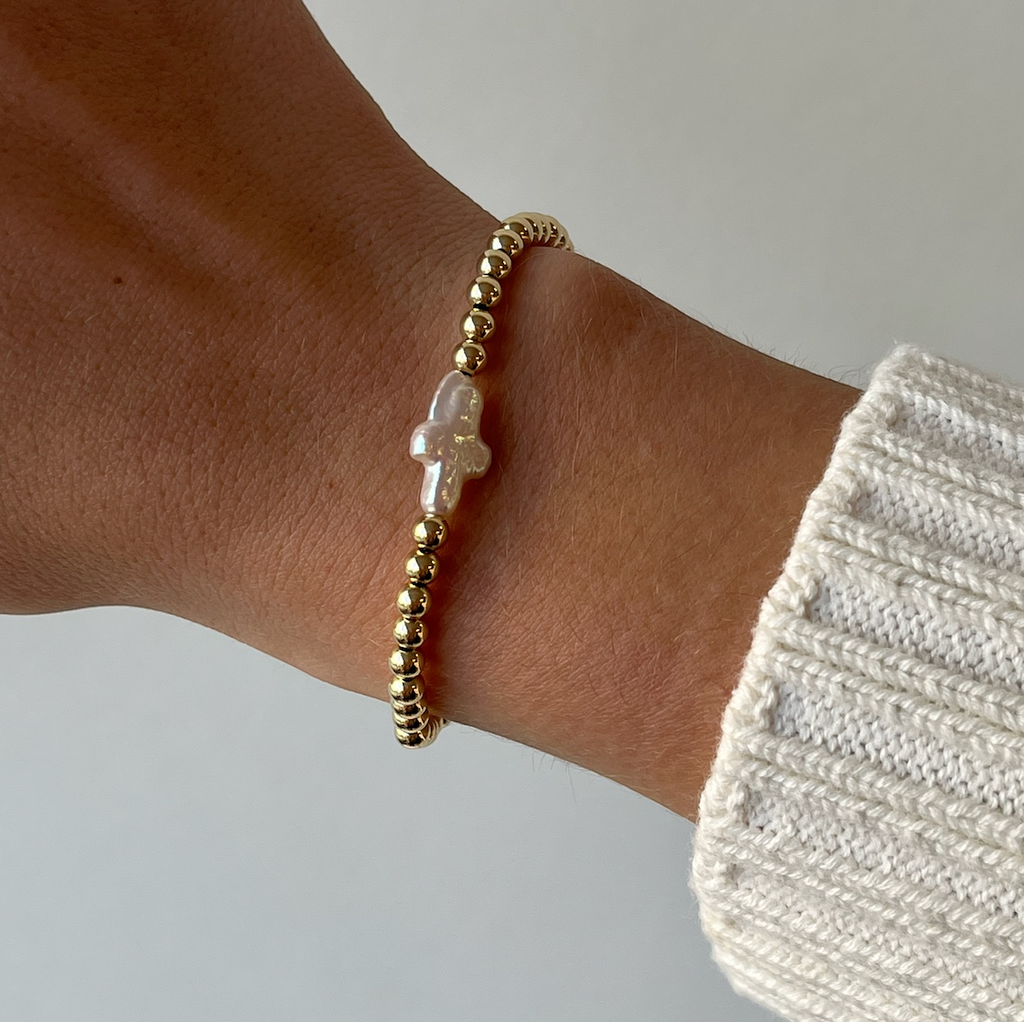 Pearl Cross Juno Bracelet, 4 mm