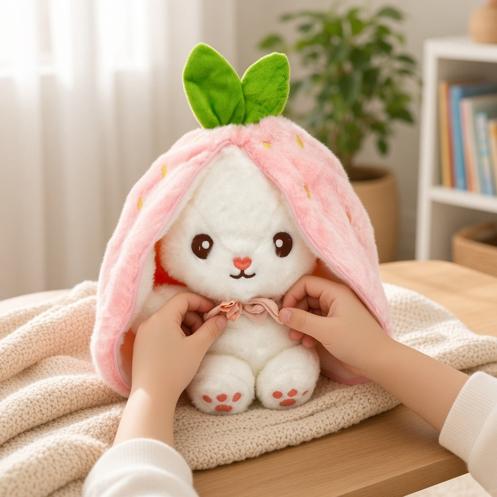 Reversible Strawberry Bunny Plush