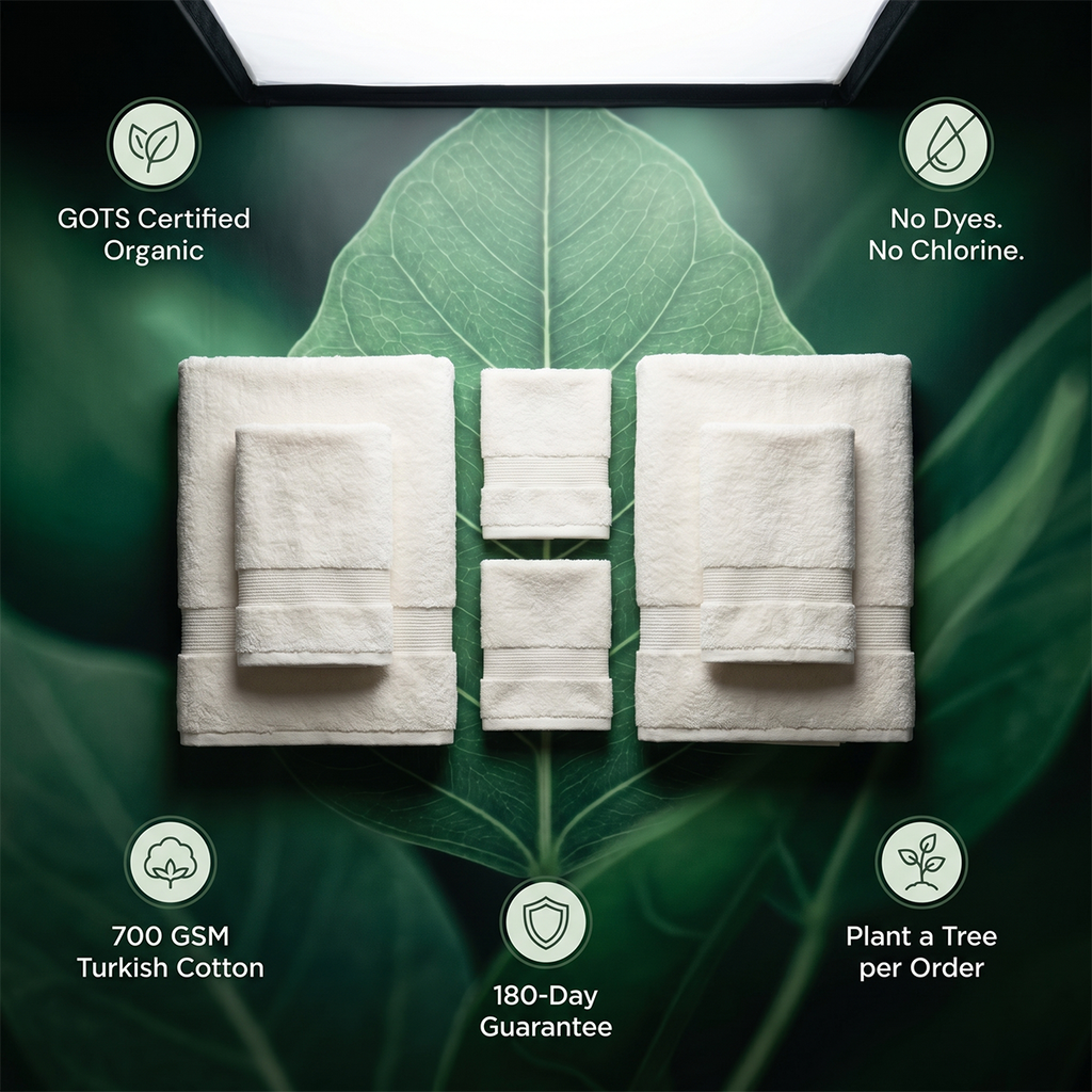 Luxury Organic Cotton Bath Towel Set, 6 Pieces