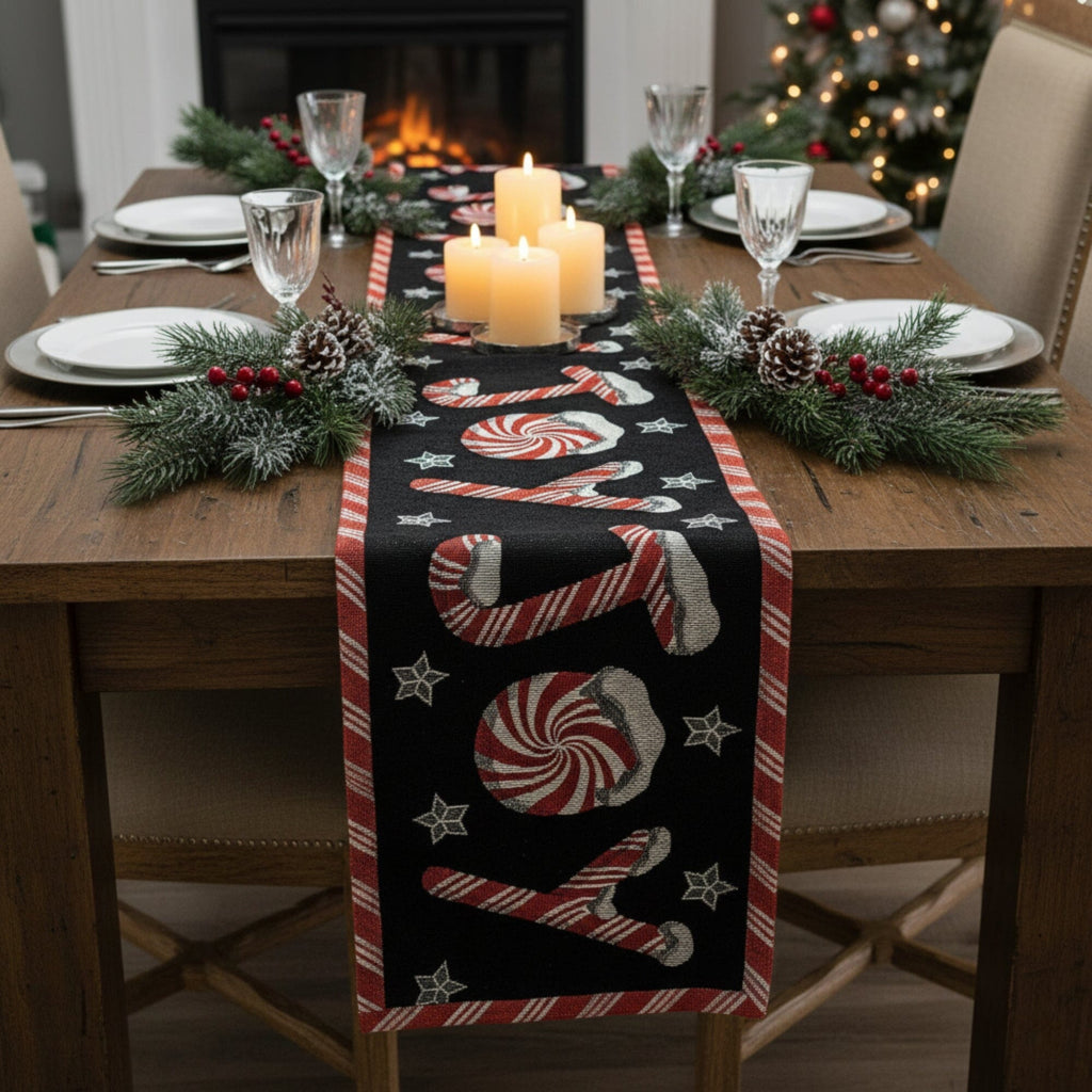 Peppermint Joy Christmas Table Runner
