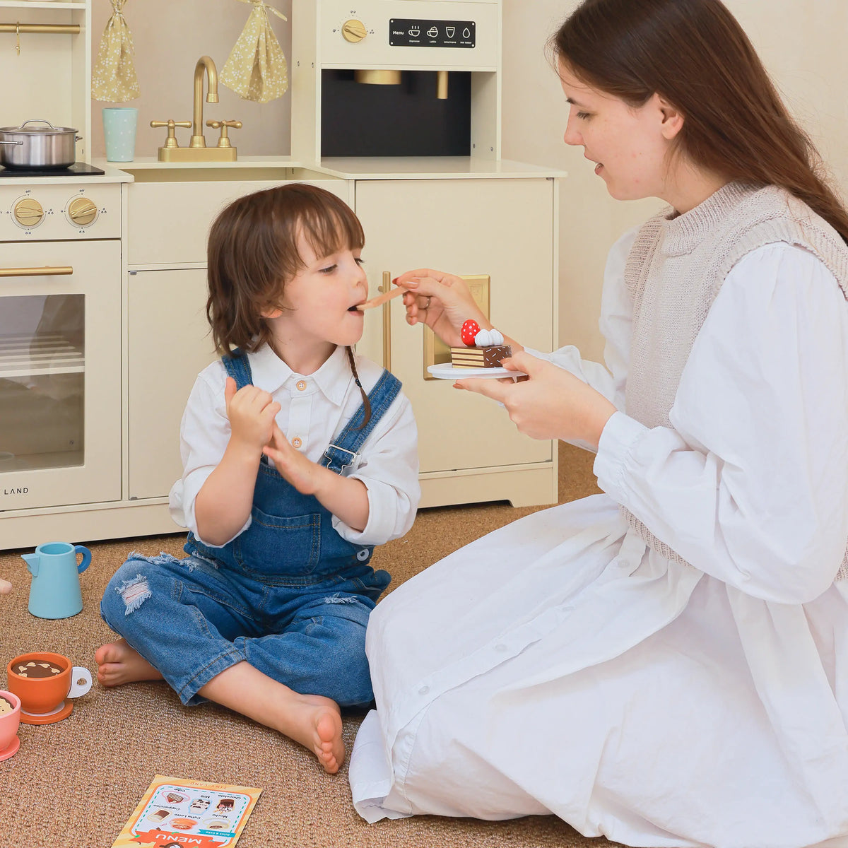 Wooden Kids Play Coffee Maker Set