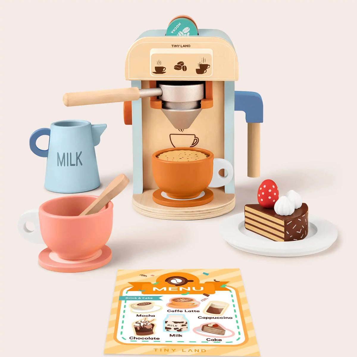 Wooden Kids Play Coffee Maker Set