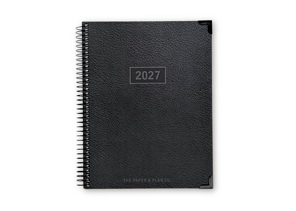 2027 Black Leather Look Weekly Planner