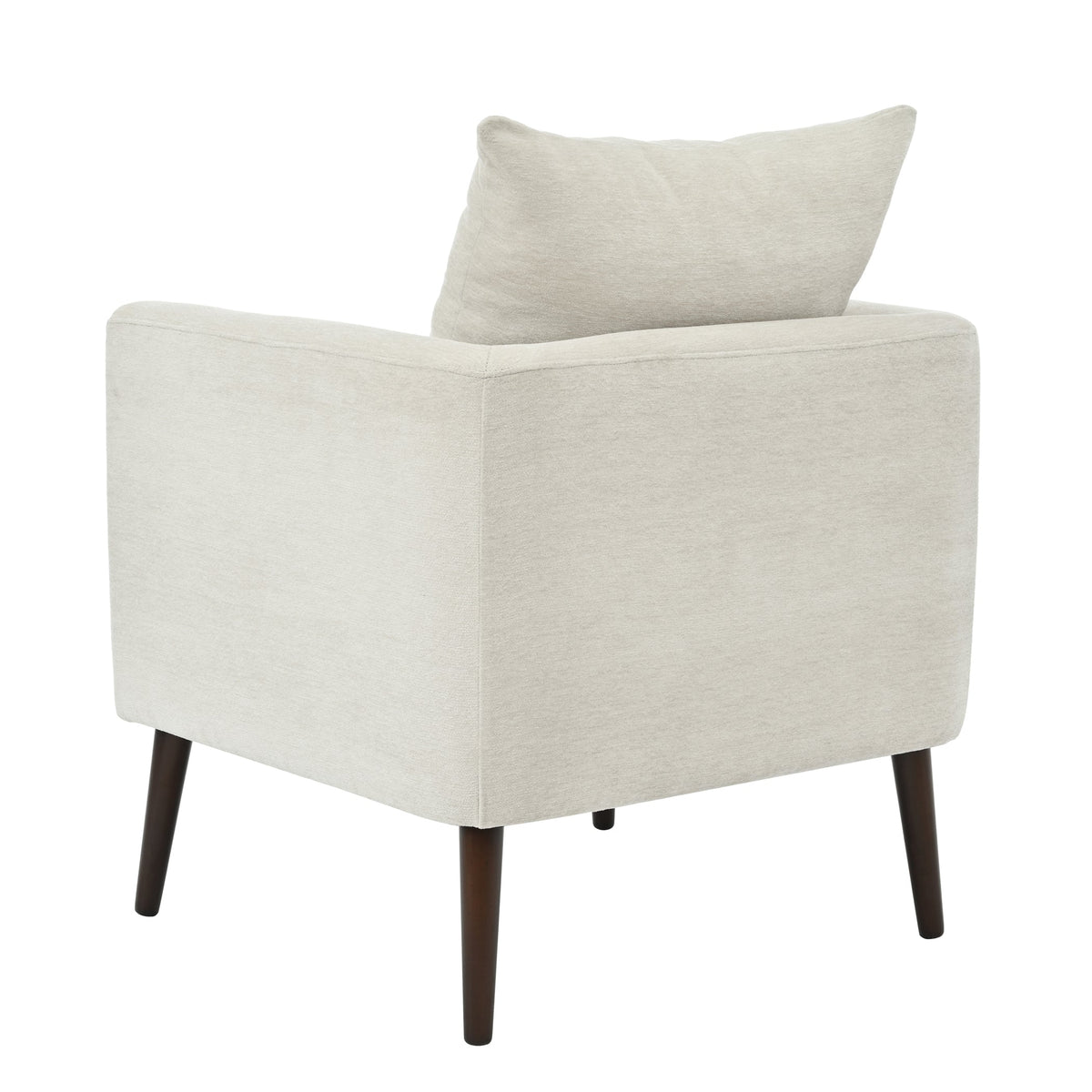 Mid-Century Chenille Accent Chair with Pillow, Beige