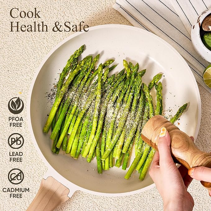 CAROTE 21-Piece Nonstick Cookware Set, White Granite