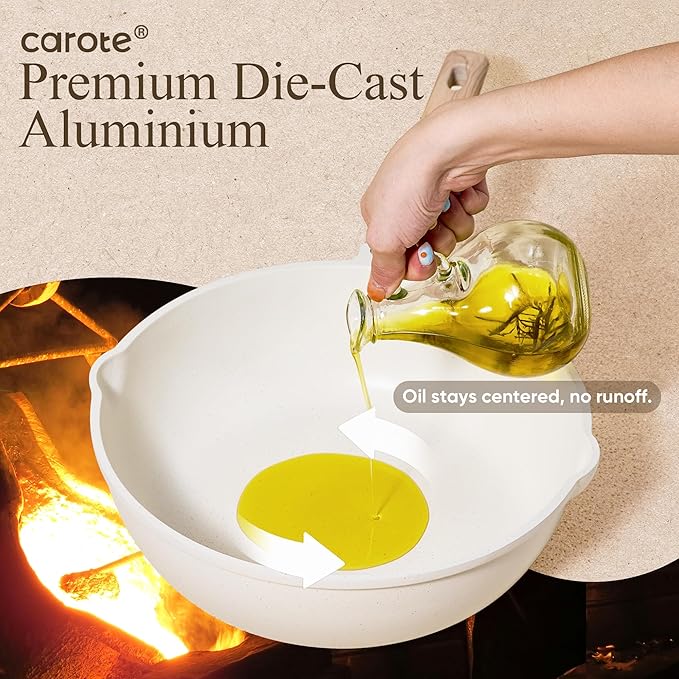 CAROTE 21-Piece Nonstick Cookware Set, White Granite