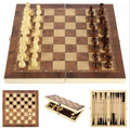 3-in-1 Wooden Chess, Checkers and Backgammon Set with Case