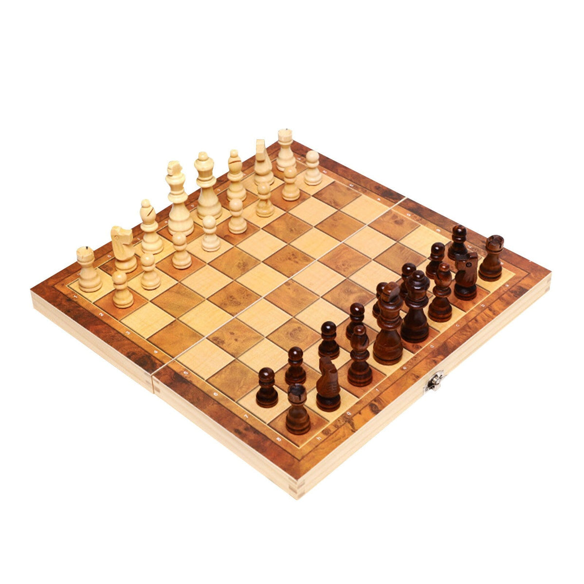 3-in-1 Wooden Chess, Checkers and Backgammon Set with Case