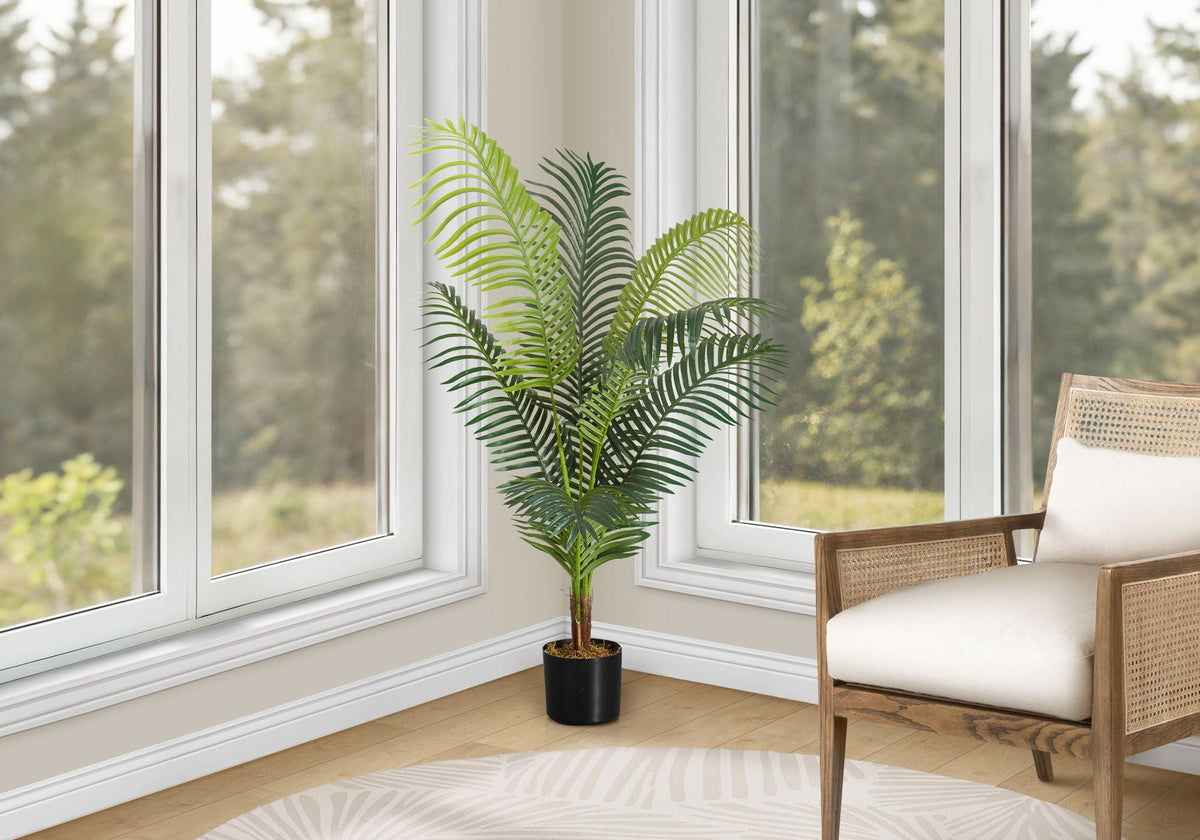 Faux Palm Tree in Black Pot, 47 in