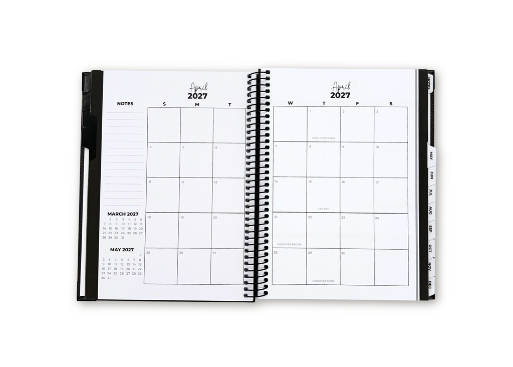 2027 Black Leather Look Weekly Planner