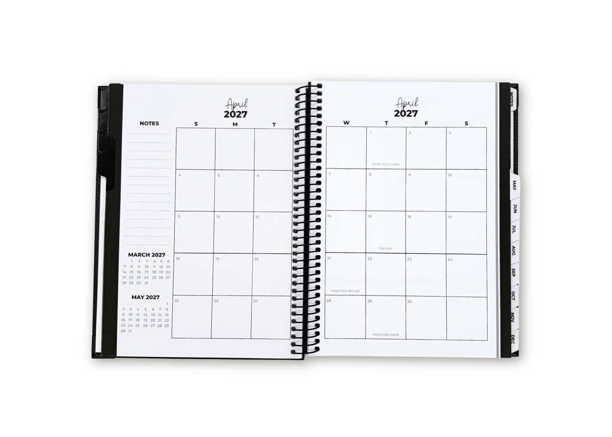2027 Black Leather Look Weekly Planner