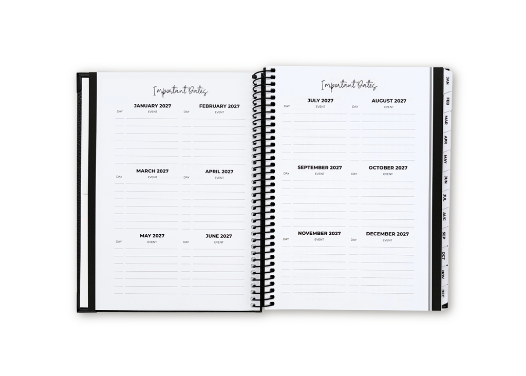 2027 Black Leather Look Weekly Planner
