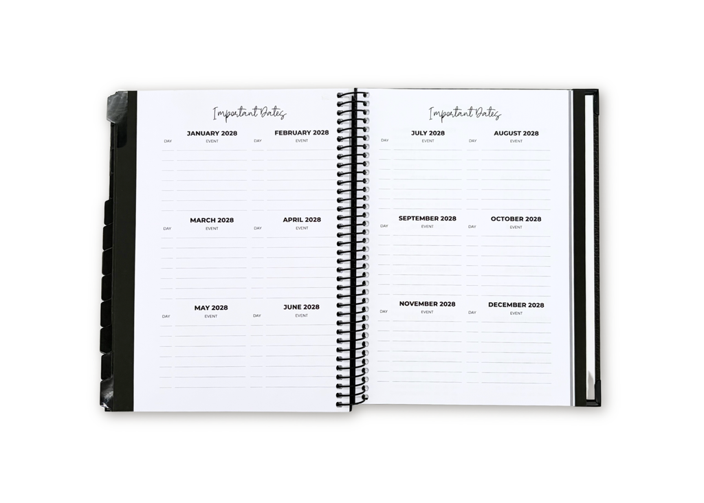 2027 Black Leather Look Weekly Planner