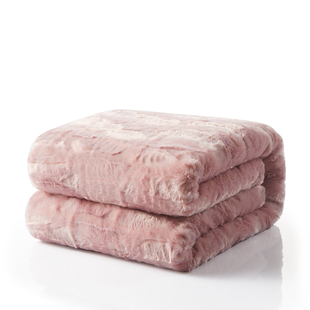 Dusty Rose Faux Fur Throw Blanket