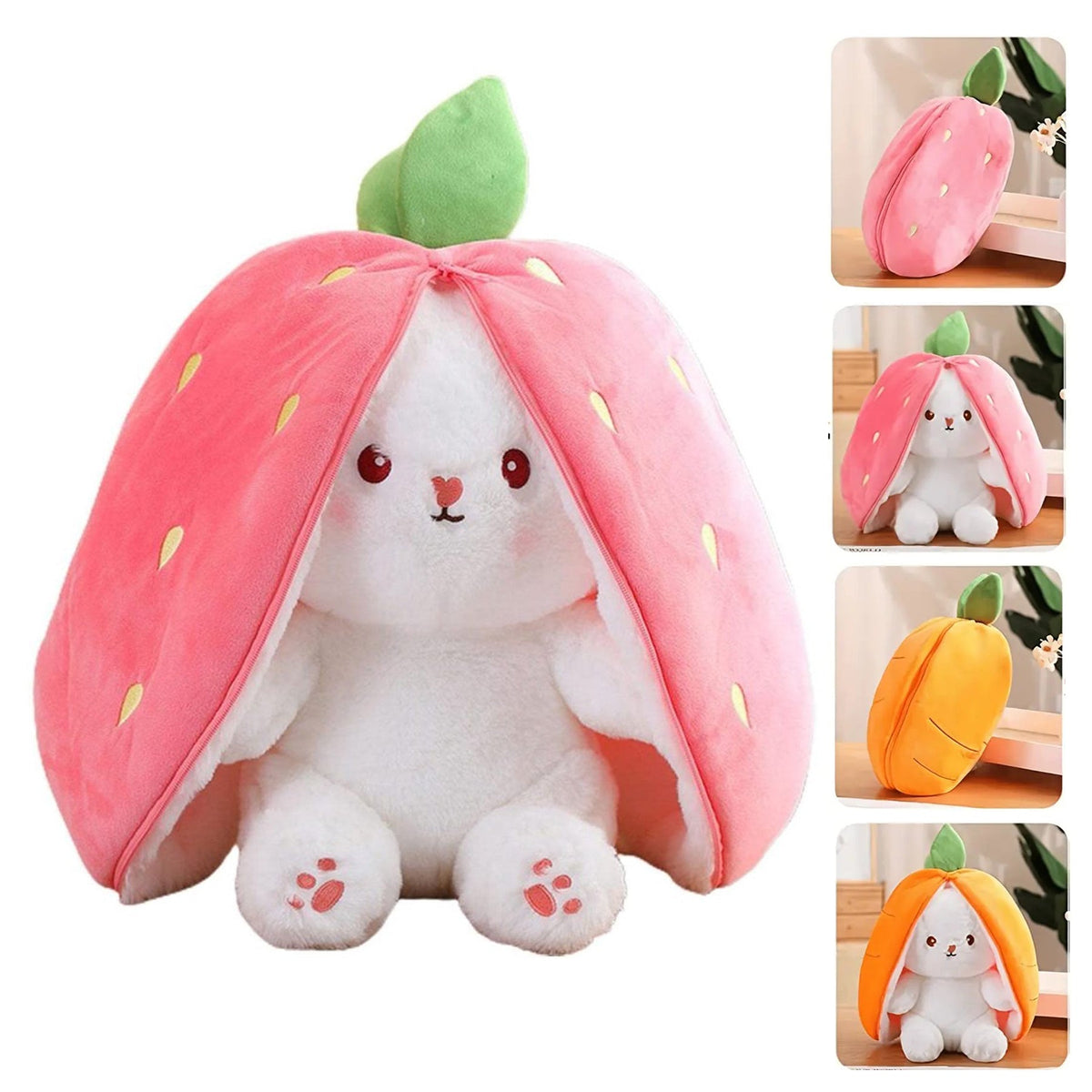 Reversible Strawberry Bunny Plush