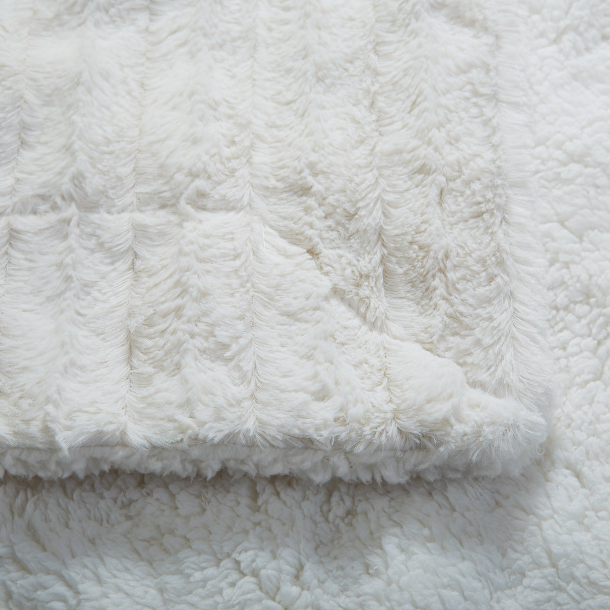 Tache White Ivory Polar Faux Fur with Sherpa Throw Blanket