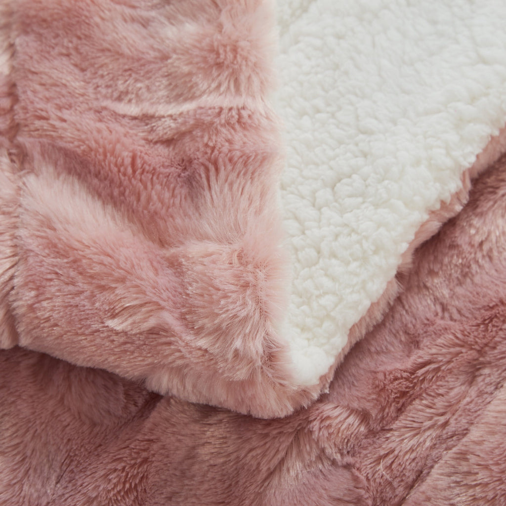 Dusty Rose Faux Fur Throw Blanket