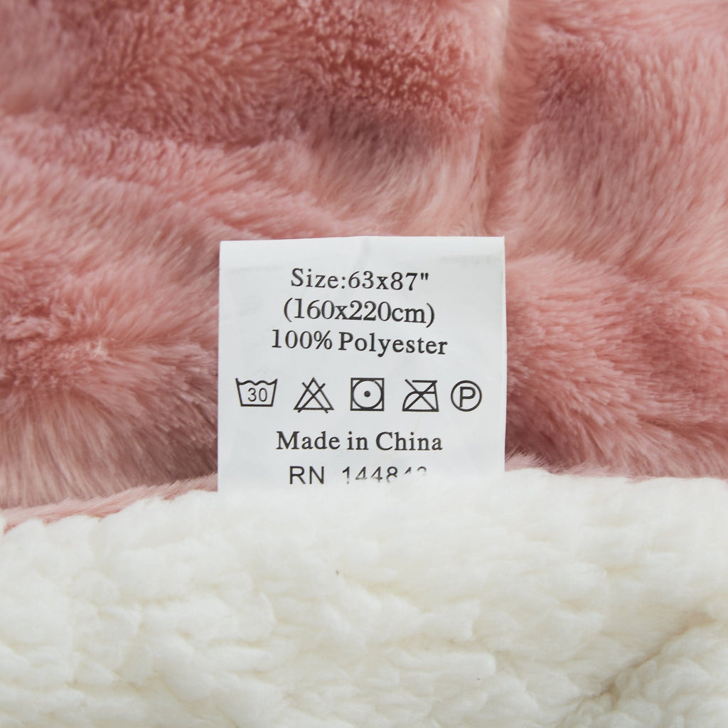 Dusty Rose Faux Fur Throw Blanket