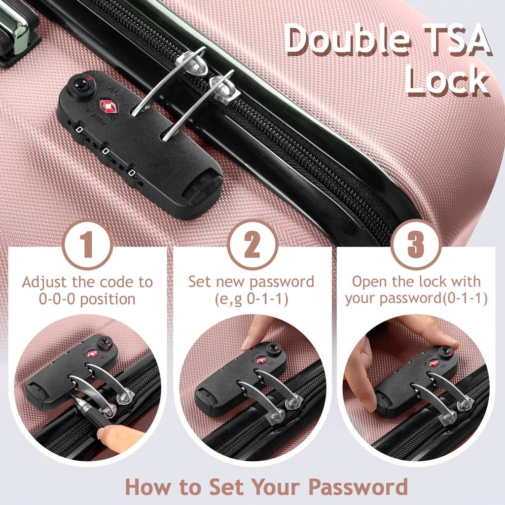 3-Piece Hardside Spinner Luggage Set with TSA Lock, 20/24/28 in