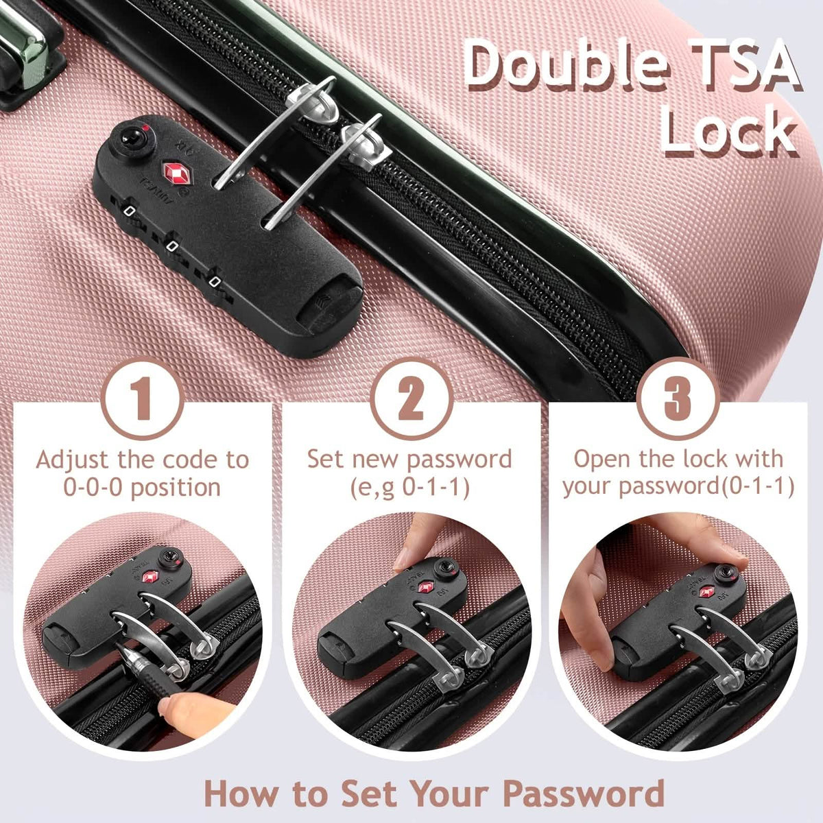 3-Piece Hardside Spinner Luggage Set with TSA Lock, 20/24/28 in