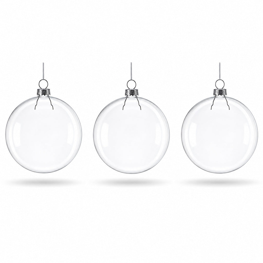 Clear Glass Disc Christmas Ornaments, Set of 3