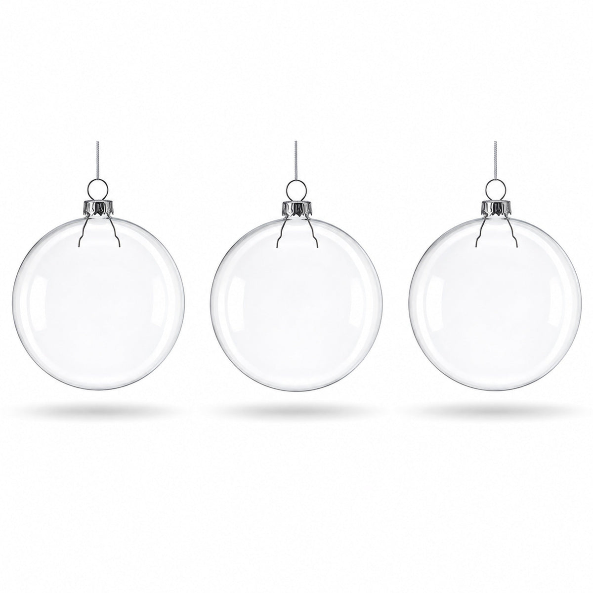 Clear Glass Disc Christmas Ornaments, Set of 3