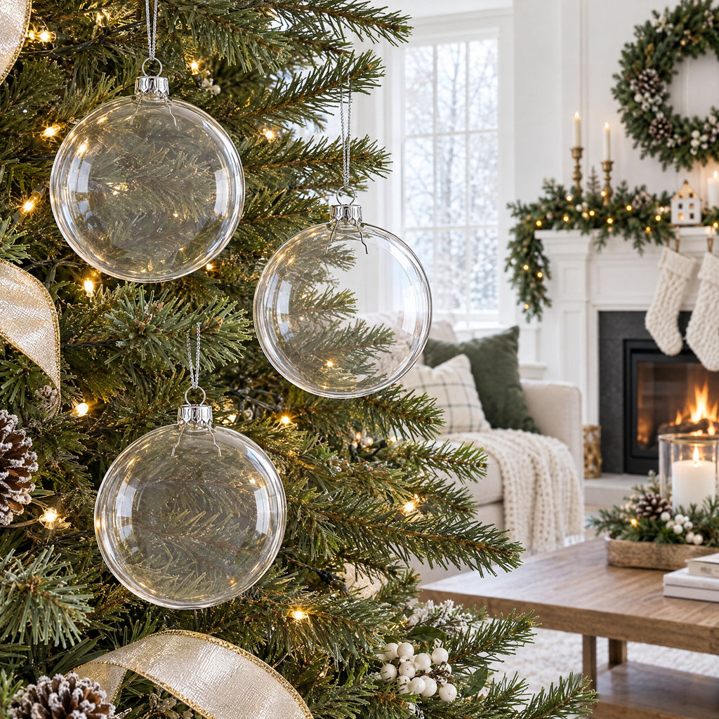 Clear Glass Disc Christmas Ornaments, Set of 3