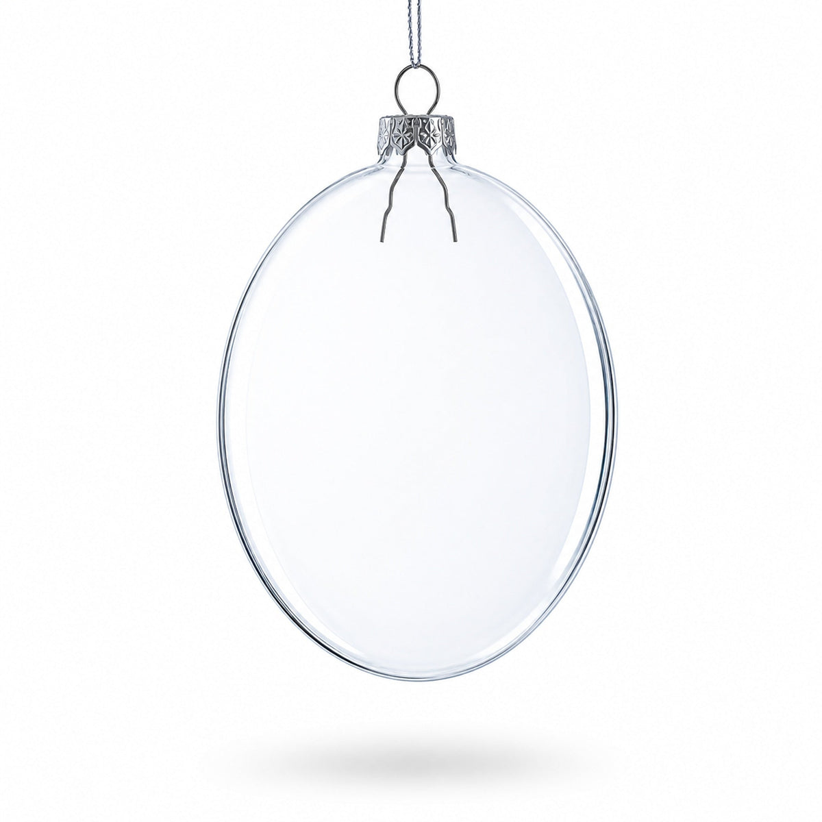 Clear Glass Disc Christmas Ornaments, Set of 3