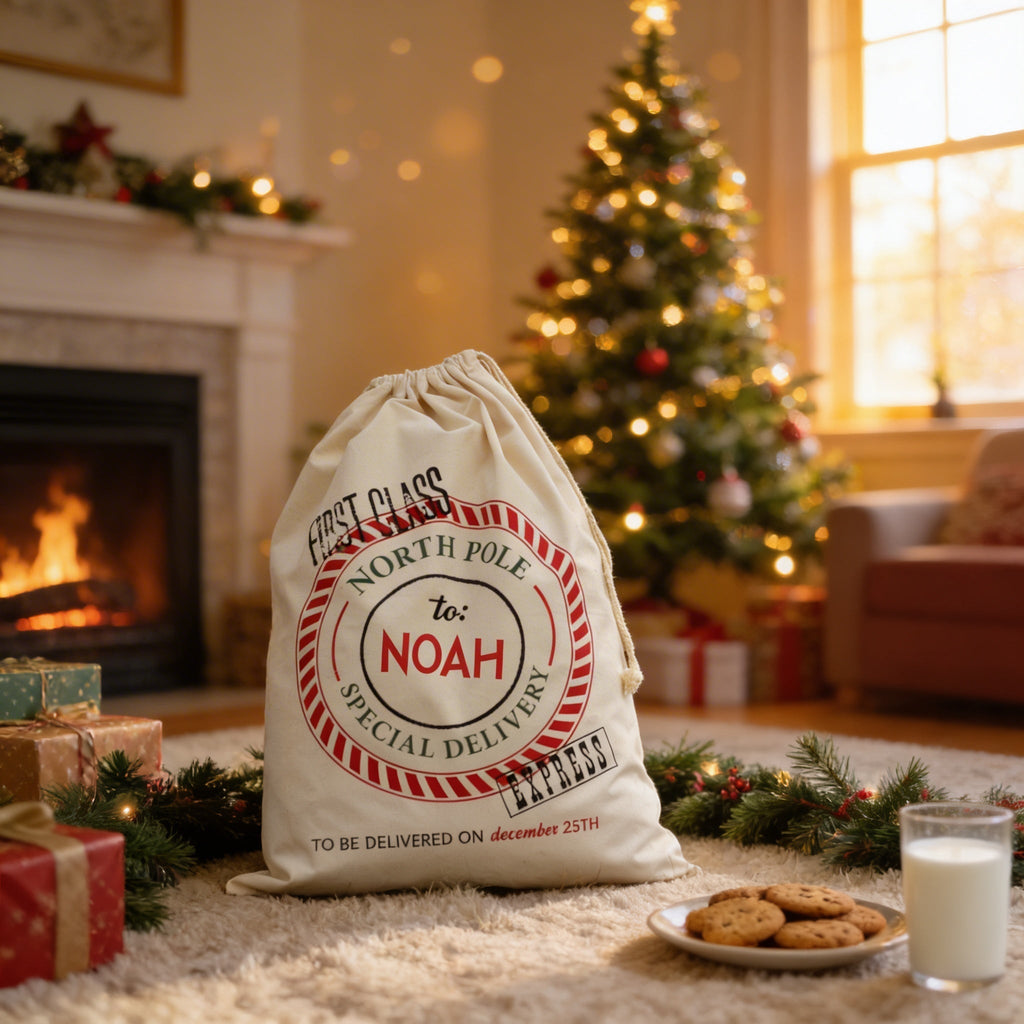 Personalized Canvas Santa Sack with Drawstring