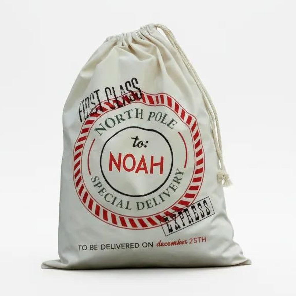 Personalized Canvas Santa Sack with Drawstring