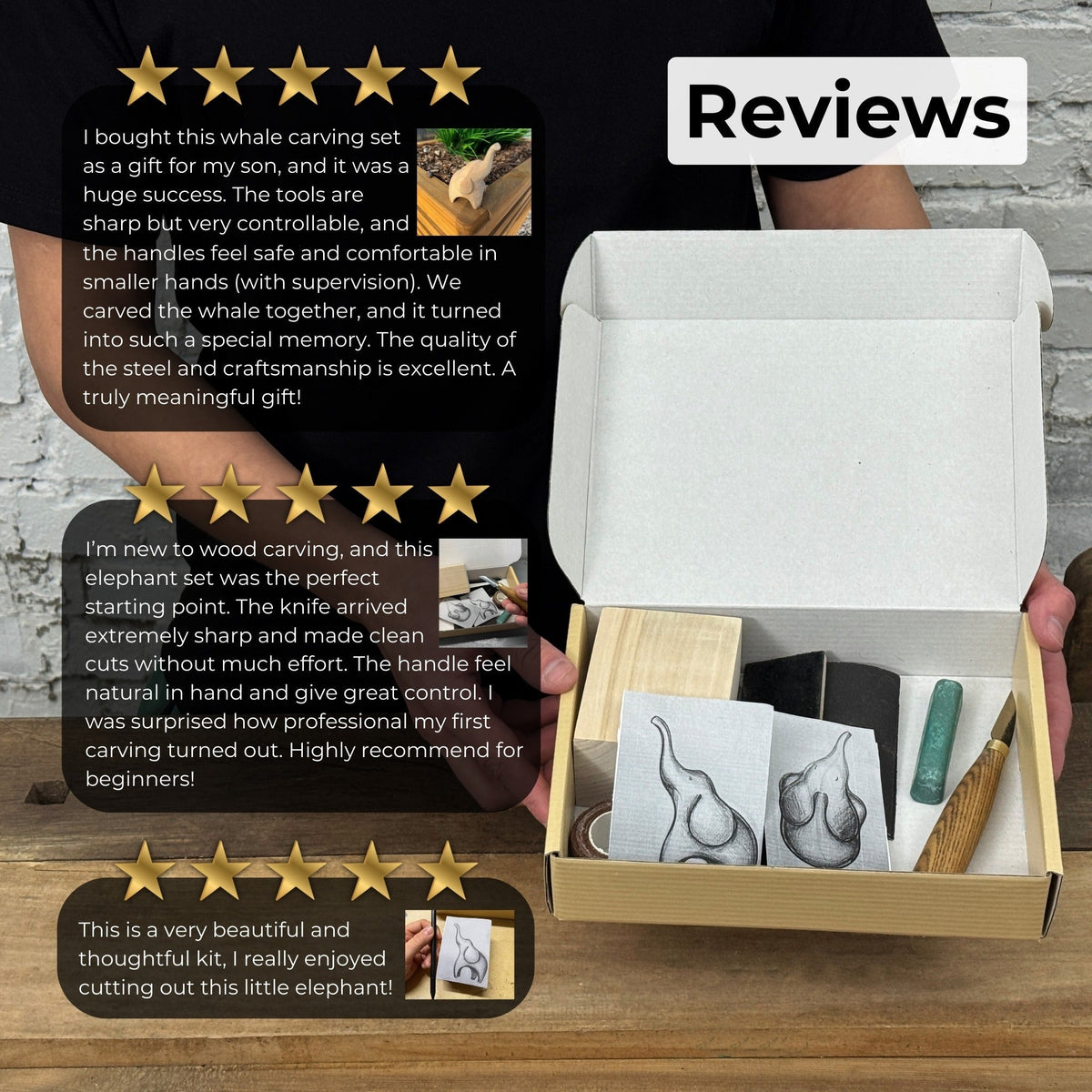 Elephant Whittling Kit for Beginners