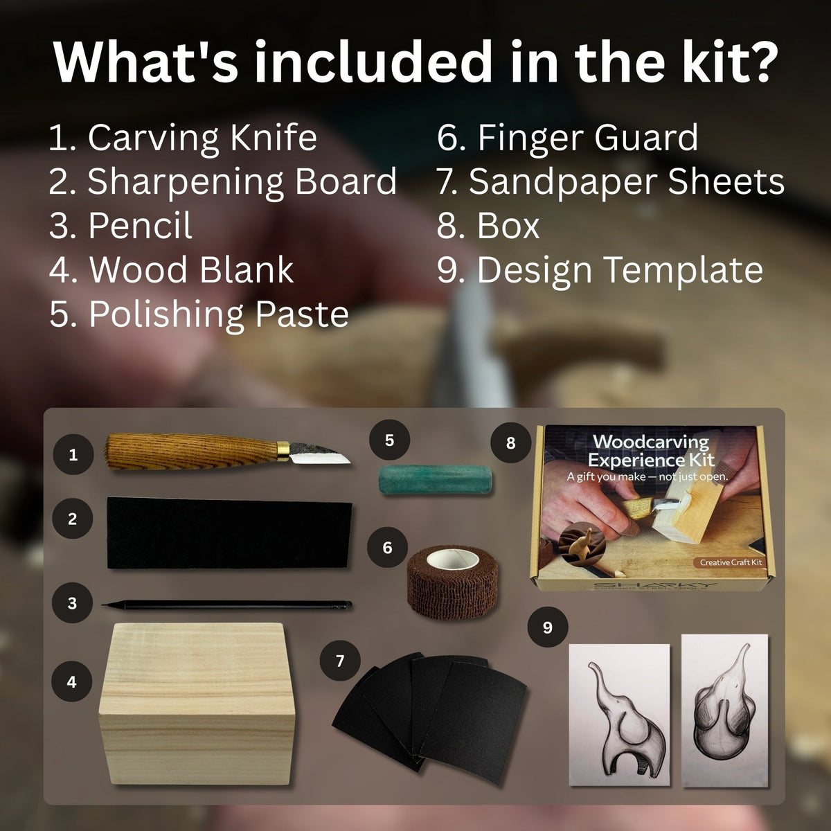 Elephant Whittling Kit for Beginners